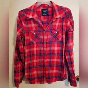 Flannel Snap-Up Shirt | American Eagle | L